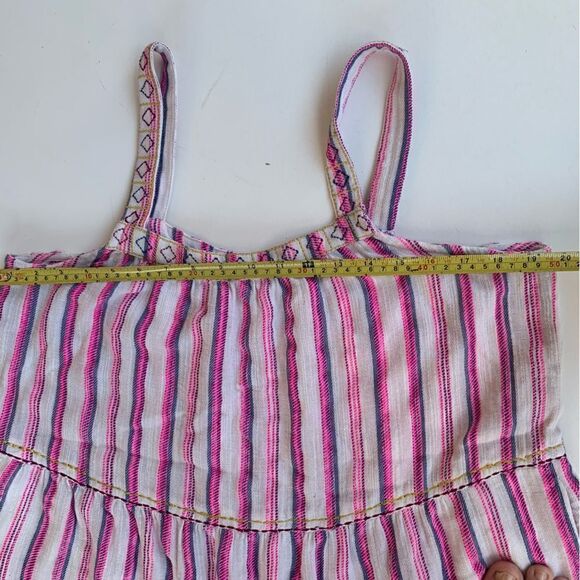 SundanceTank Dress Vería PL Boho Pink White Stripped Pockets Embroidered Summer - Picture 4 of 11